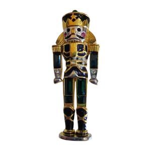 Vintage Enamel Rhinestone Christmas Nutcracker Soldier Pin Brooch: Signed Monet